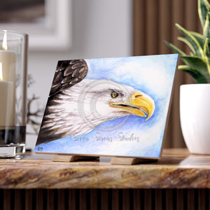 Bald Eagle Watercolor Art Ceramic Photo Tile 6 × 8 / Glossy Home Decor