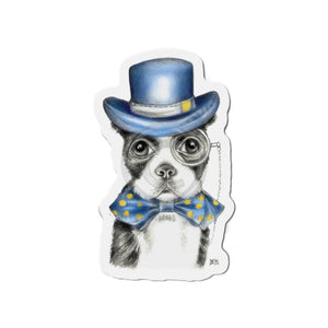 Boston Terrier Dog Detective Pencil Watercolor Art Die-Cut Magnets 6 × / 1 Pc Home Decor