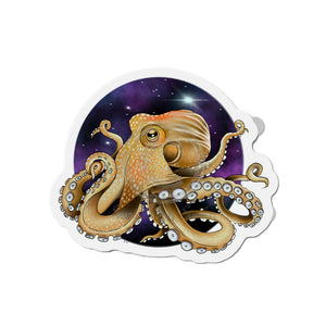 Brown Octopus Galaxy Stars Cosmic Art Die-Cut Magnets 6 × / 1 Pc Home Decor
