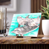 Cute Dolphins Family Pod Watercolor Teal Ink Art Ceramic Photo Tile Home Decor
