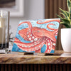 Giant Pacific Octopus Vintage Map Red Watercolor Art Ceramic Photo Tile Home Decor