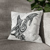 Orca Whale Tribal Tattoo White Black Ink Art Spun Polyester Square Pillow Case 14 × Home Decor