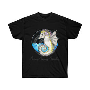 Seahorse Bat Whimsical Fantasy Ink Art Dark Unisex Ultra Cotton Tee Black / S T-Shirt