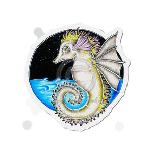Seahorse Sea-Bat Whimsical Fantasy Ink Art Die-Cut Magnets 6 × / 1 Pc Home Decor