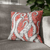 White Octopus Tentacles Red Vintage Map Art Spun Polyester Square Pillow Case 16 × Home Decor