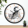Yoga Cat Calico Kitten Watercolor Ink Art Wall Clock Home Decor