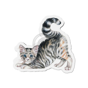 Yoga Cat Maine Coon Kitten Watercolor Art Die-Cut Magnets 6 × / 1 Pc Home Decor