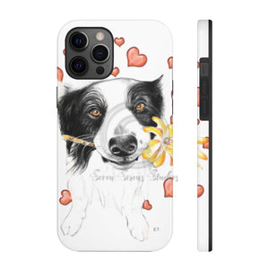 Border Collie Hearts Love Watercolor White Case Mate Tough Phone Cases Iphone 12 Pro Max