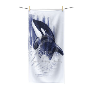 Breaching Baby Orca Whale In Blue Polycotton Towel Bath 30X60 Home Decor