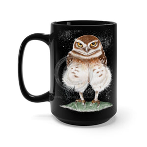 Burrowing Owl Art Black Mug 15 Oz 15Oz