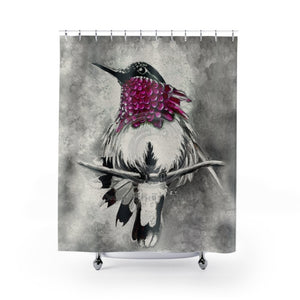 Costas Hummingbird Noir Shower Curtain 71X74 Home Decor