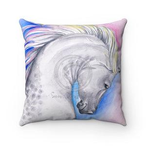 Arabian Rainbow Horse Watercolor Art Square Pillow 14 × Home Decor