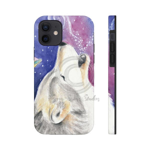 Howling Cosmic Wolf Watercolor Ink Art Case Mate Tough Phone Cases Iphone 12