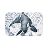 Lone Orca Killer Whale Vintage Map Blue Bath Mat Large 34X21 Home Decor