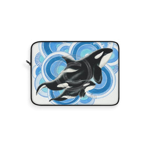 Orca Whale Blue Circles Ink Laptop Sleeve 15