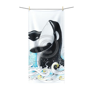 Orca Whale Breaching Doodle Ink Art Polycotton Towel 36X72 Home Decor