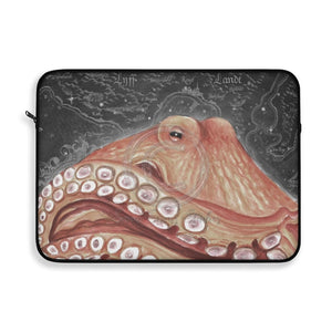 Pale Red Octopus Galaxy Stars Vintage Map Watercolor Art Laptop Sleeve 15