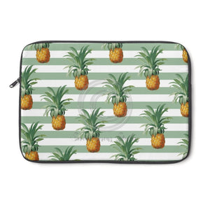 Pineapples And Green Stripes Chic Laptop Sleeve 13