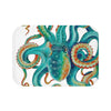 Teal Octopus Tentacles Watercolor Art Bath Mat Small 24X17 Home Decor