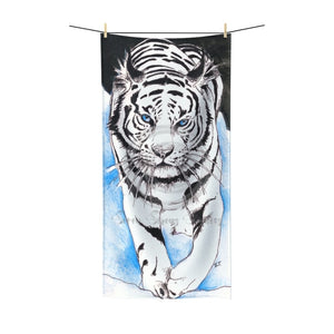 White Tiger Blue Ink Art Polycotton Towel 36 × 72 Home Decor