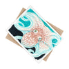 Teal Orange Octopus Stippling Ink Art Ceramic Photo Tile