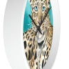 Amur Leopard Teal Watercolor Art Wall Clock Home Decor