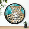Amur Leopard Teal Watercolor Art Wall Clock Home Decor