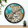 Amur Leopard Teal Watercolor Art Wall Clock Home Decor