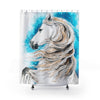 Andalusian Horse Watercolor Stallion Art Blue Shower Curtain 71X74 Home Decor
