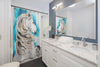 Andalusian Horse Watercolor Stallion Art Blue Shower Curtain Home Decor