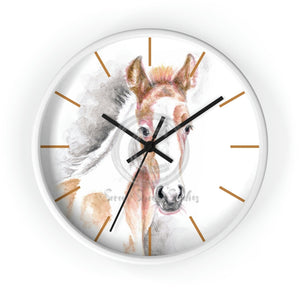 Appaloosa Horse Colt Pony Watercolor Art Wall Clock White / Black 10 Home Decor