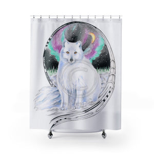 Arctic Fox Aurora Borealis Watercolor Art Shower Curtains 71 X 74 Home Decor