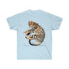 Bengal Cat Napping Kitten Comic Style Art Ultra Cotton Tee Light Blue / S T-Shirt