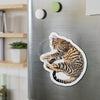 Bengal Kitten Napping Comic Style Crosshatching Die-Cut Magnets Home Decor