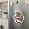 Bengal Kitten Napping Comic Style Crosshatching Die-Cut Magnets Home Decor