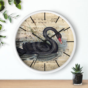 Black Swan Music Vintage Chic Art Wall Clock White / 10 Home Decor