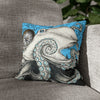 Blue Black Octopus Kraken Compass Map Art Spun Polyester Square Pillow Case 14 × Home Decor