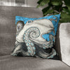 Blue Black Octopus Kraken Compass Map Art Spun Polyester Square Pillow Case 16 × Home Decor