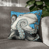 Blue Black Octopus Kraken Compass Map Art Spun Polyester Square Pillow Case 18 × Home Decor