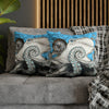 Blue Black Octopus Kraken Compass Map Art Spun Polyester Square Pillow Case Home Decor