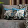 Blue Black Octopus Kraken Compass Map Art Spun Polyester Square Pillow Case Home Decor