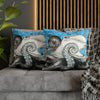 Blue Black Octopus Kraken Compass Map Art Spun Polyester Square Pillow Case Home Decor