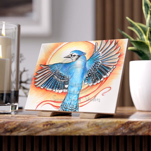 Blue Jay As A Phoenix Ink Art Ceramic Photo Tile 6 × 8 / Glossy Home Decor