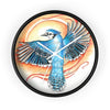 Blue Jay As A Phoenix Ink Art Wall Clock Black / White 10 Home Decor