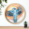 Blue Jay As A Phoenix Ink Art Wall Clock Home Decor