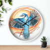 Blue Jay As A Phoenix Ink Art Wall Clock Home Decor