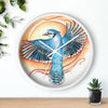 Blue Jay As A Phoenix Ink Art Wall Clock Home Decor