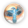 Blue Jay As A Phoenix Ink Art Wall Clock White / 10 Home Decor