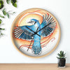 Blue Jay As A Phoenix Ink Art Wall Clock Wooden / Black 10 Home Decor