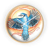 Blue Jay As A Phoenix Ink Art Wall Clock Wooden / White 10 Home Decor